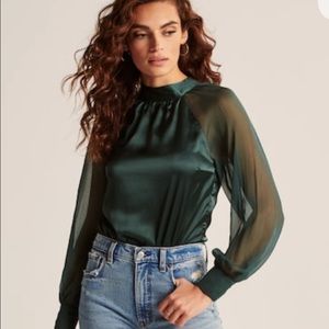 Abercrombie Black Long-sleeve Chiffon Bodysuit (NWT, XS)